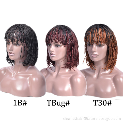 Short Braided Dreadlock Wigs Wholesale Straight Glueless Cheap Afro Short Pixie Cut Braided Synthetic Hair Wigs For Black Women